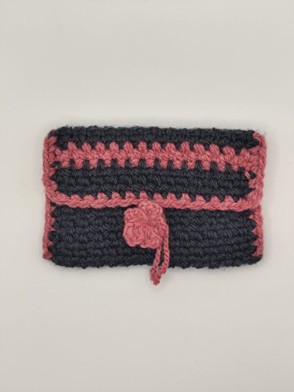 petite pochette grise et rose (face)