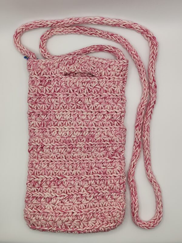 porte-téléphone rose en crochet