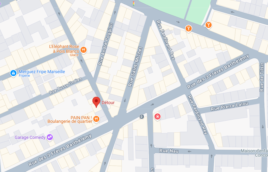 capture d'écran de l'emplacement de la boutique Détour